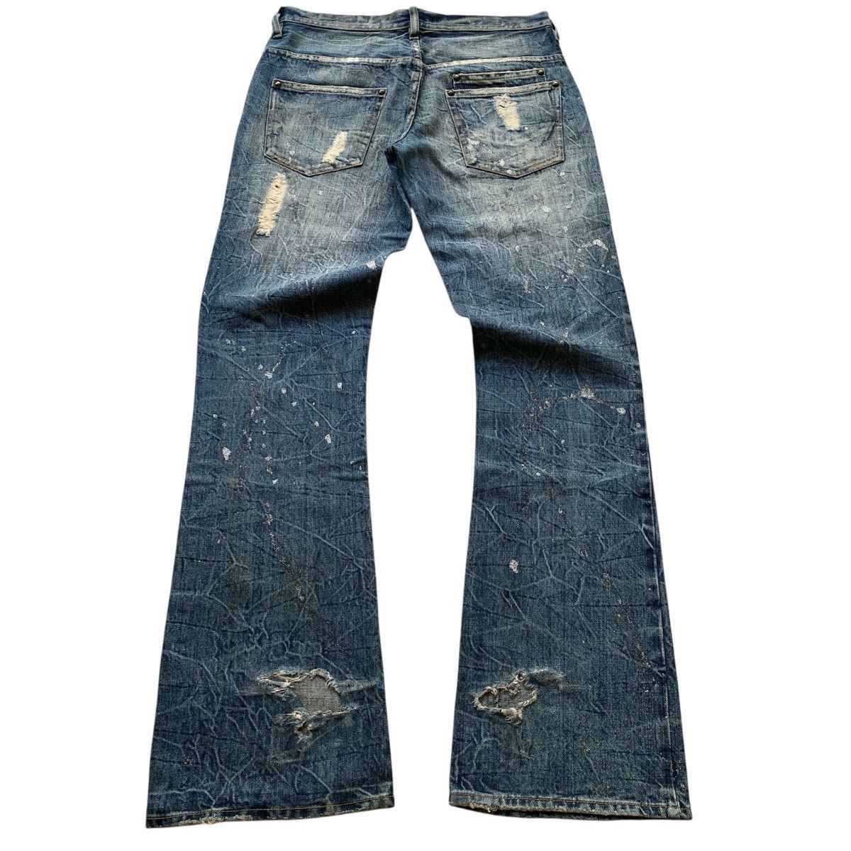 Japanese Brand Midas Flare Jeans Painted Distress Bootcut ifsix LGB Style Size US 31 - 10 Thumbnail