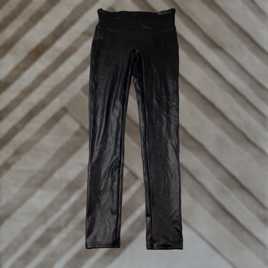 Spanx Spanx Black Faux Leather Leggings Womens Medium High Waist Stretch 2437Q Leggings Casual Activewear Formal Womens Size 32" / US 10 / IT 46 - 1 Thumbnail