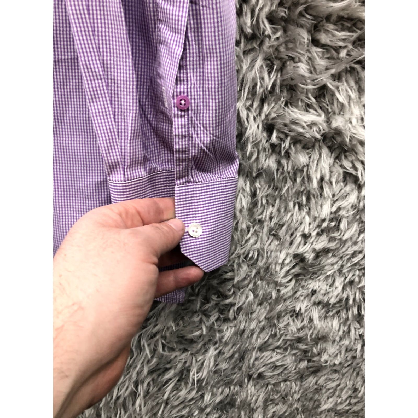 Vintage Robert Brett Shirt L Mens Purple Plaid Long Sleeve Button-Down Collar Size US L / EU 52-54 / 3 - 3 Thumbnail