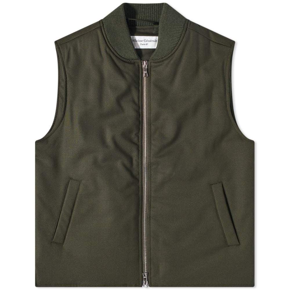 Officine Generale o1mle1025 Dave Fresco Wool Jacket Vest in Olive Green Size US S / EU 44-46 / 1 - 1 Preview