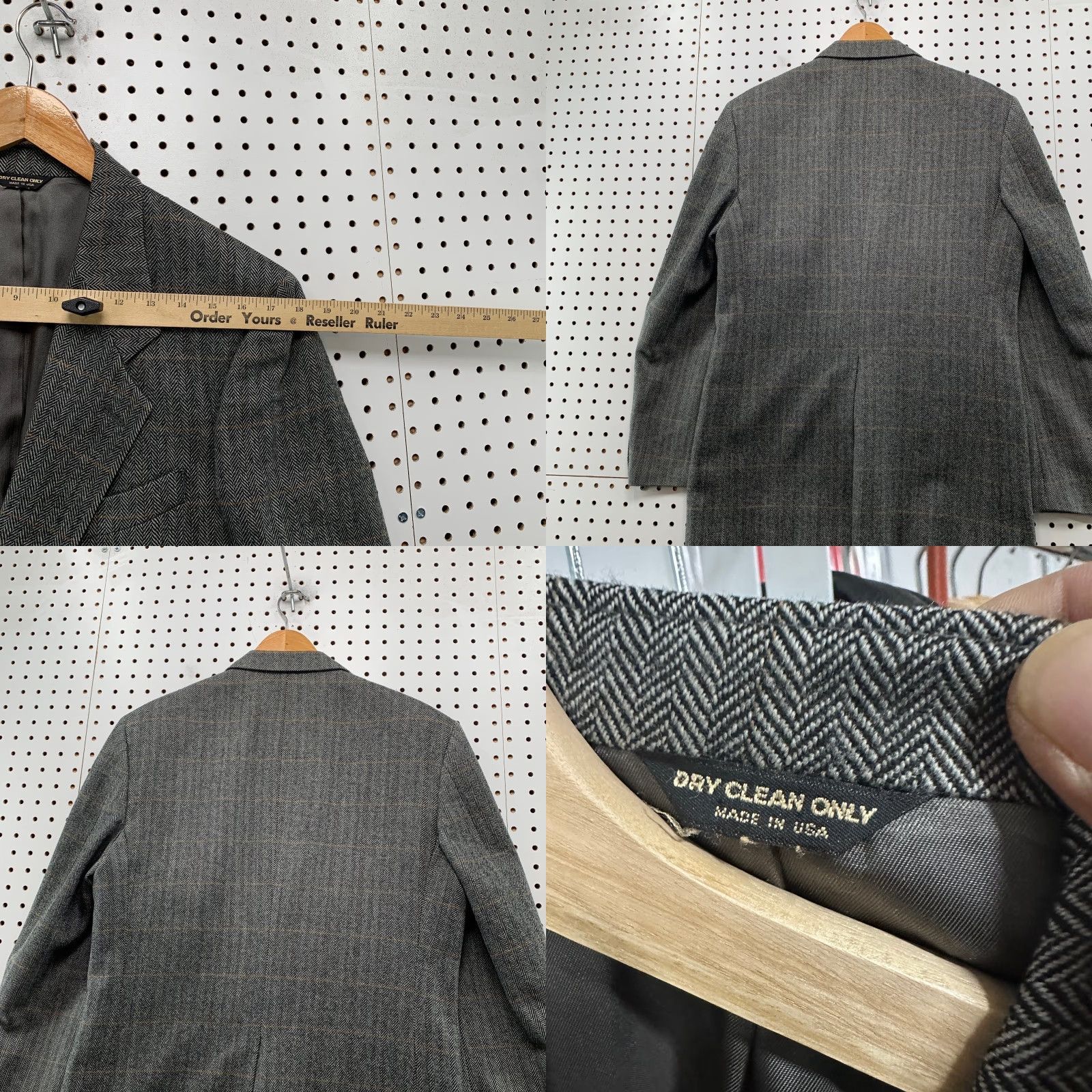 Vintage VINTAGE Barrister Blazer Mens Size 40 Gray Herringbone 100% Wool USA Baskin Size 40R - 10 Thumbnail