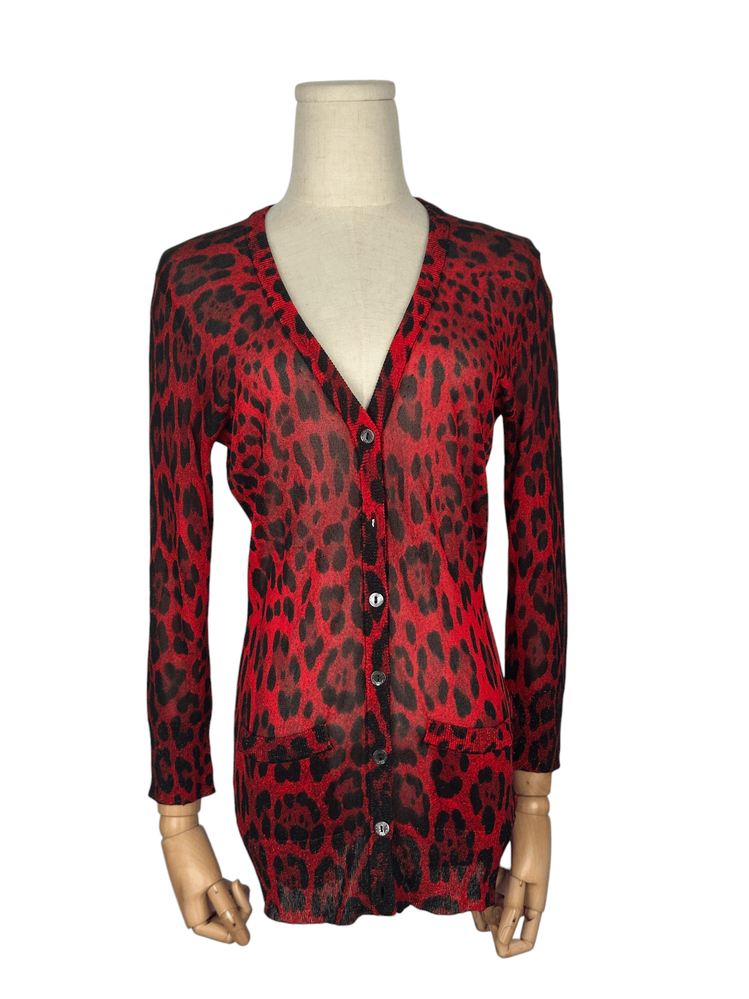 Dolce & Gabbana Dolce & Gabbana Red Leopard Print Cardigan Size M / US 6-8 / IT 42-44 - 1 Thumbnail