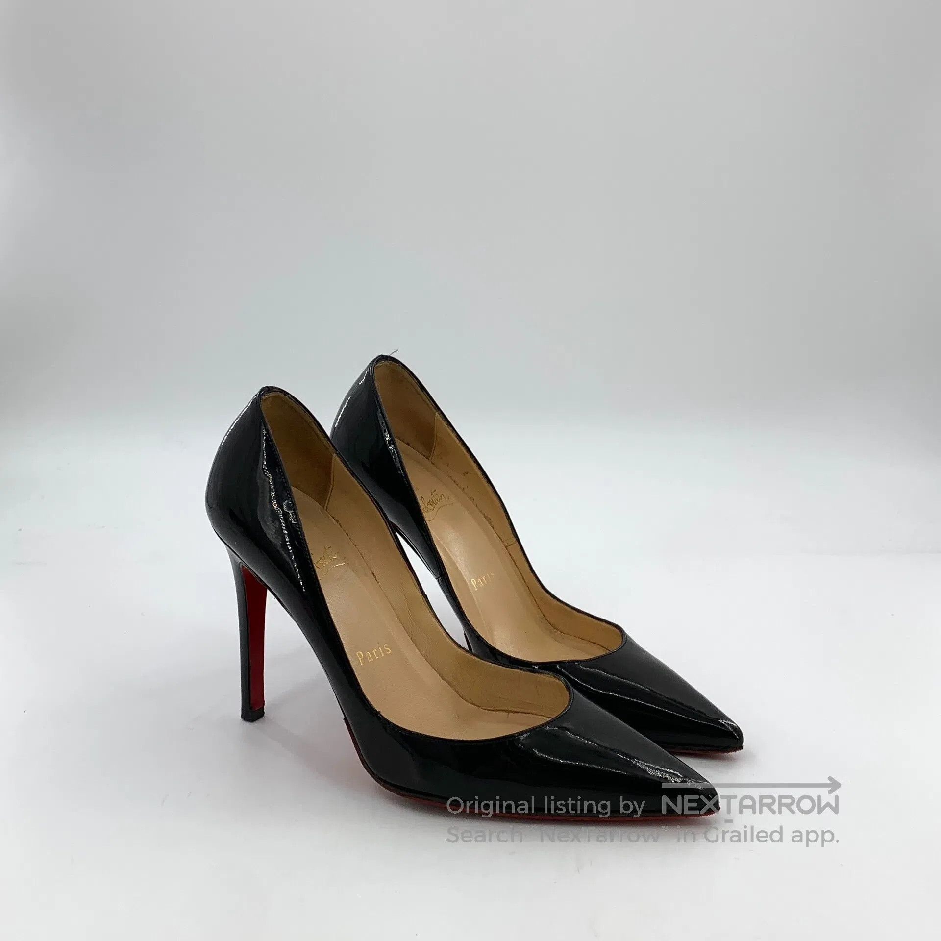Christian Louboutin Christian Louboutin Black Patent Leather Pointed Heel High Size US 5.5 / IT 35.5 - 2 Thumbnail