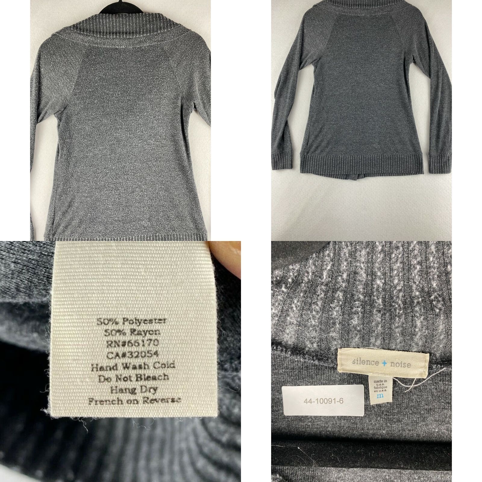 Vintage Silence + Noise Cardigan Sweater Womens M Gray Button Front Pockets Casual Modern Knit, Cardigan, Women, M, Gray, Silence + Noise, Sweater, Cardigan Size M / US 6-8 / IT 42-44 - 8 Thumbnail