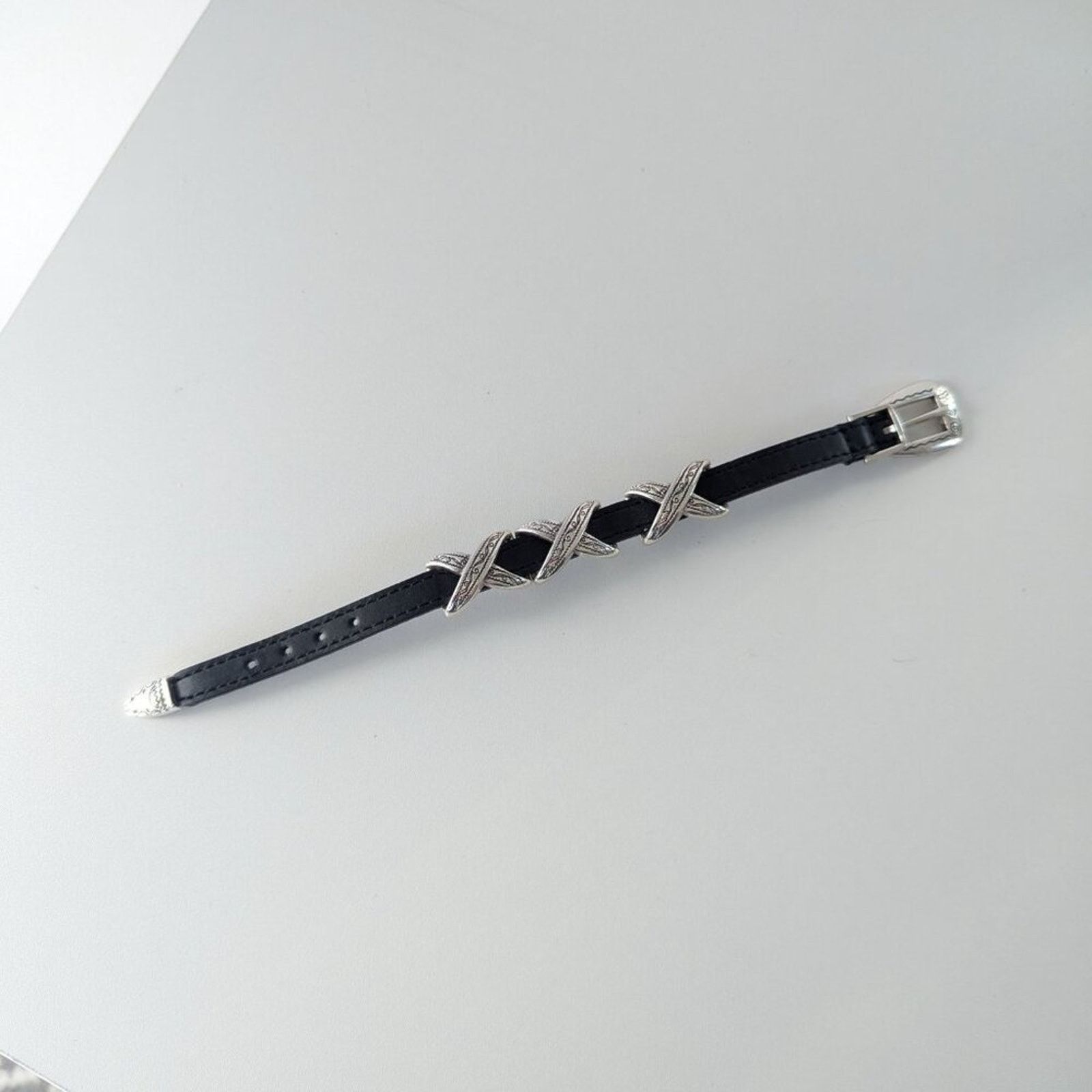 Brighton Brighton Black Kriss Kross Etched Bandit Bracelet Leather Size ONE SIZE - 4 Thumbnail