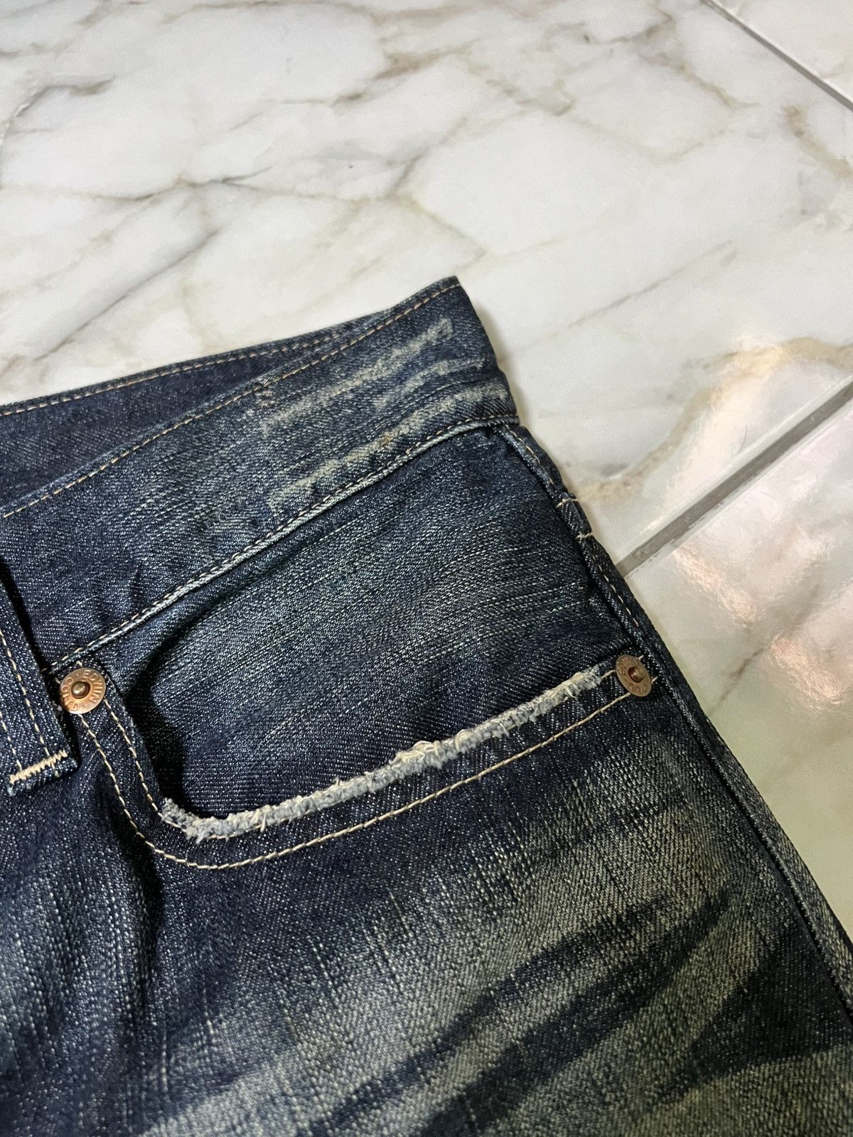 Edwin 💥Flare💥Vintage Edwin 503 Blue Trip Distress Jean Size US 36 / EU 52 - 10 Thumbnail