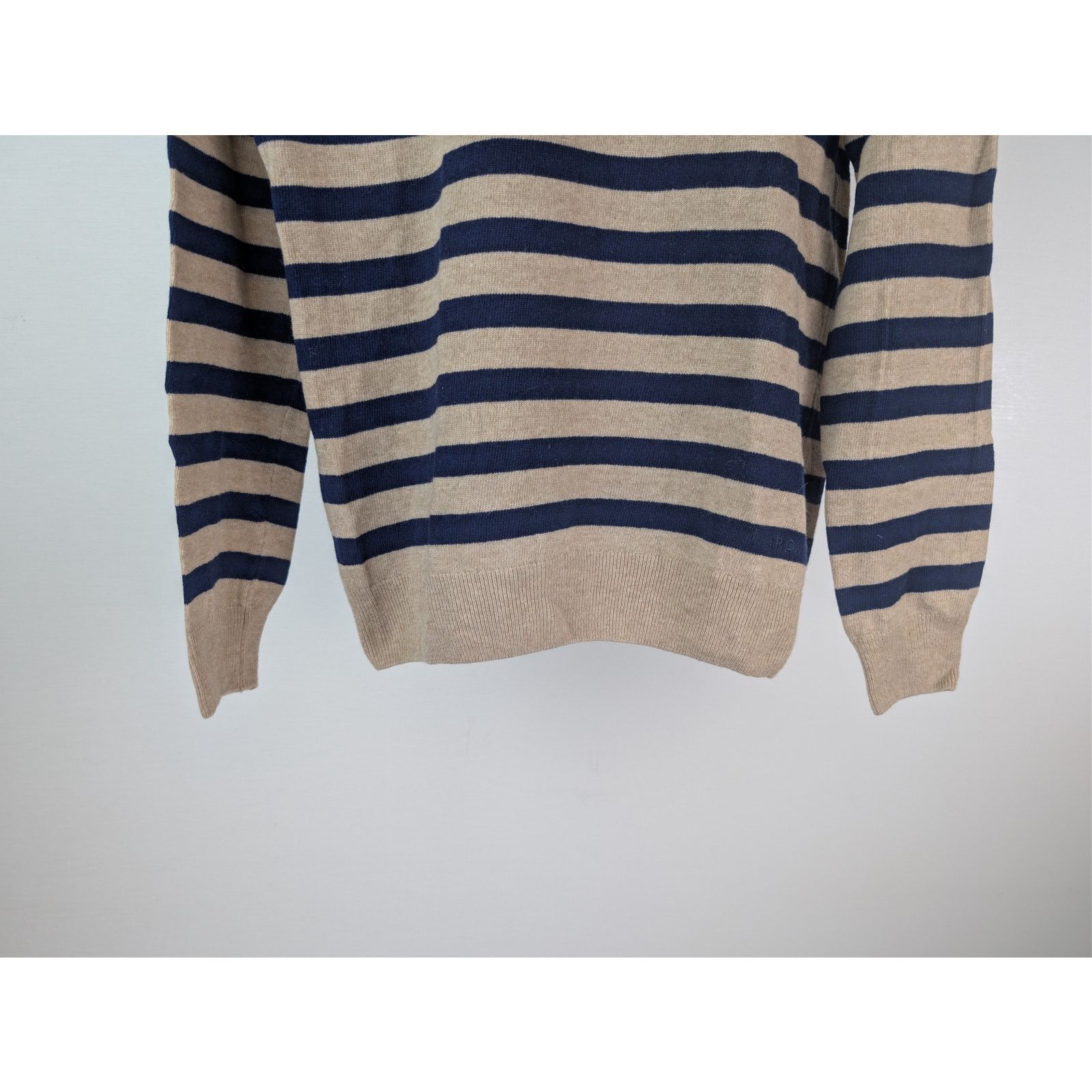 A.P.C. o1rshd1 CC20 Men's Ismael Stripe Crewneck Sweater in Beige Size US M / EU 48-50 / 2 - 4 Thumbnail