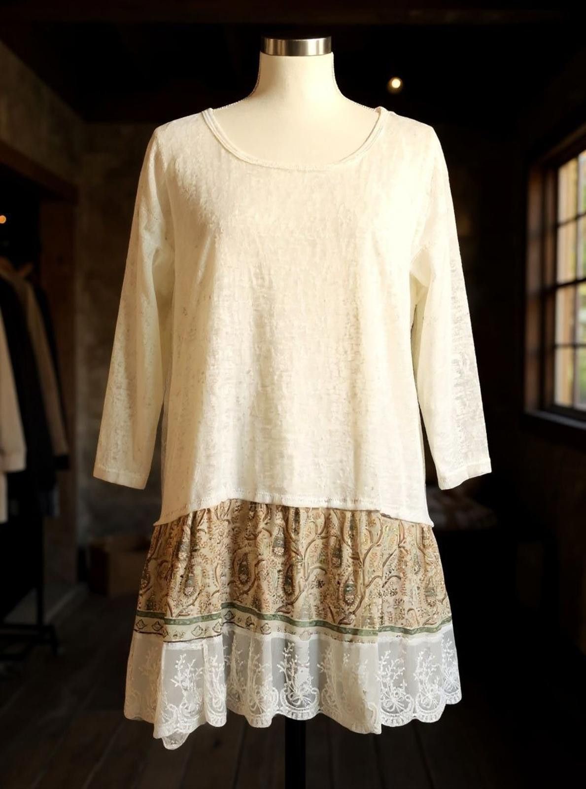 Other My Story Women's Long Sleeve Dress w/Lace and Paisley Detail Size L / US 10 / IT 46 - 3 Thumbnail