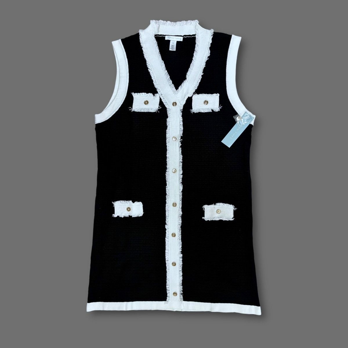 Other London Times Women’s Black White Waffle Knit Mini Dress XL Size XL / US 12-14 / IT 48-50 - 5 Thumbnail