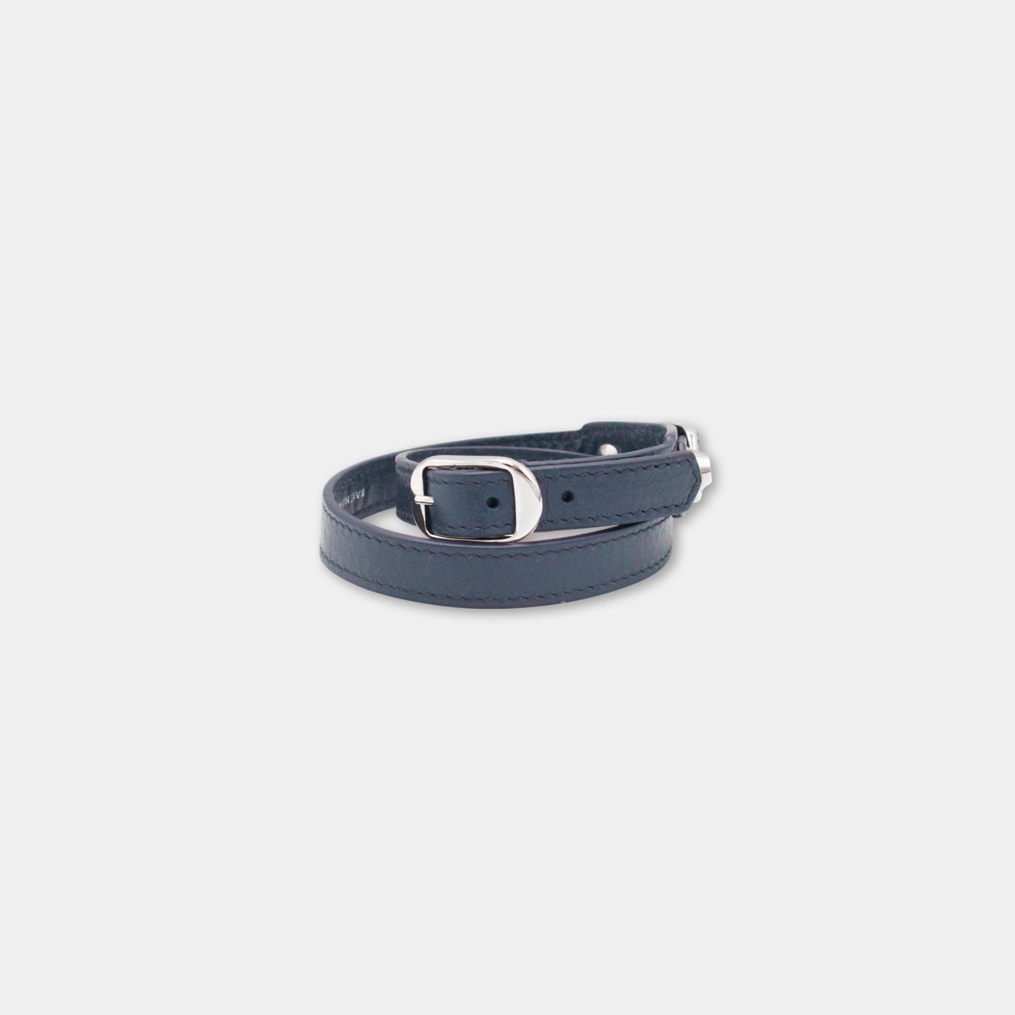 Balenciaga Balenciaga City Navy Studded Leather Bracelet Size ONE SIZE - 2 Thumbnail