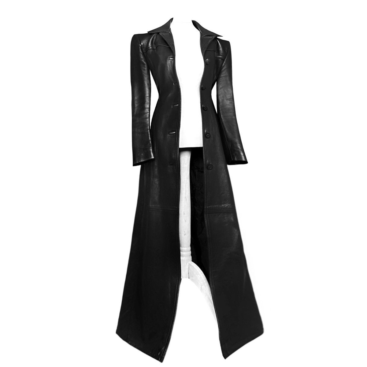 Vintage Iconic super long matrix leather coat Size L / US 10 / IT 46 - 2 Thumbnail