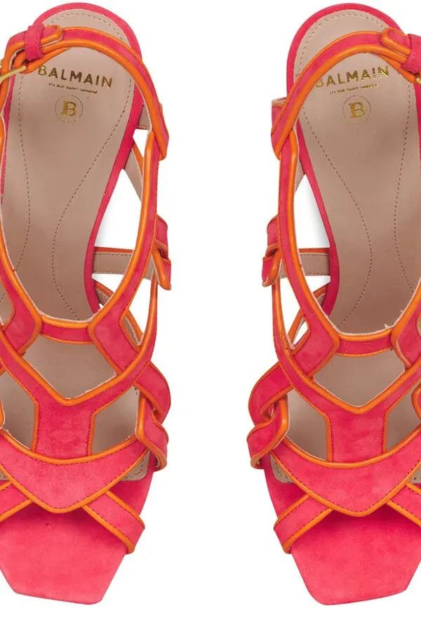 Balmain o1y0625 Leather Spike Heel Sandals in Coral/Orange Size US 9 / IT 39 - 5 Thumbnail