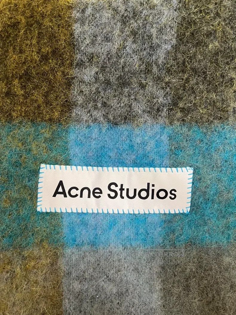 Acne Studios Acne Studios Classic Mohair Checkered Scarf - Olive Green/ Size ONE SIZE - 4 Thumbnail