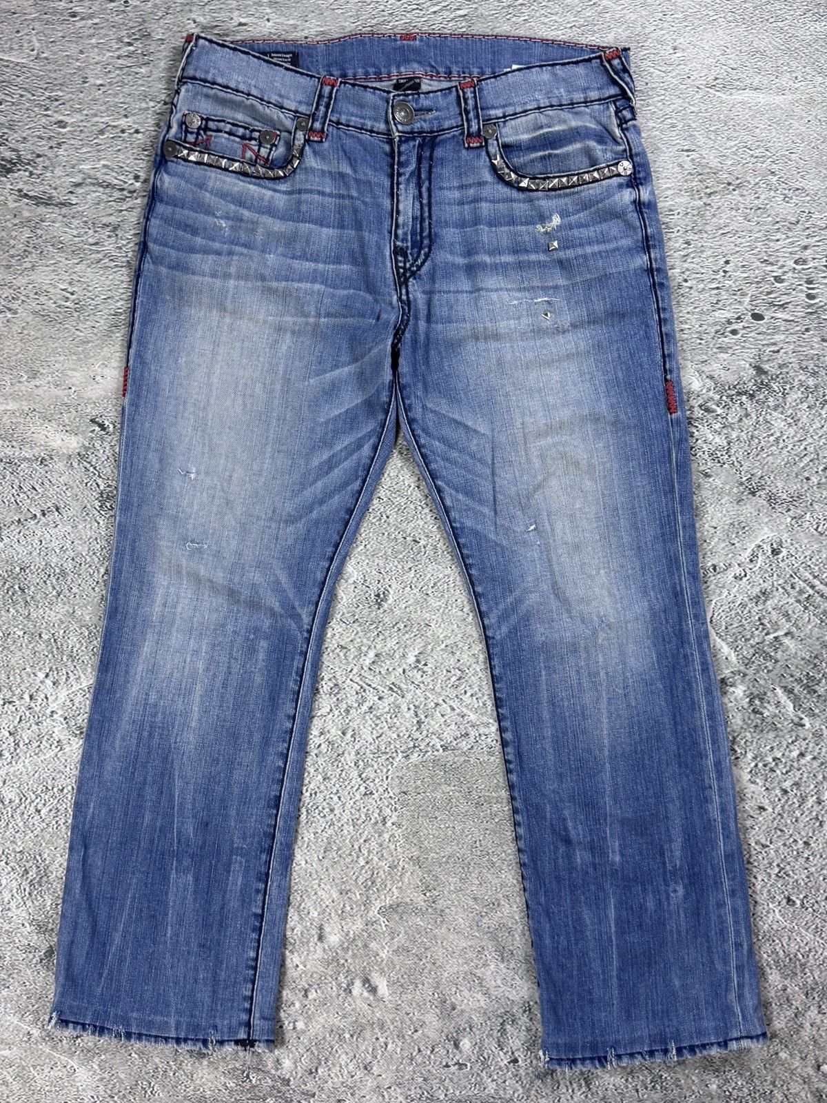 True Religion True Religion blue jeans red thick stitching Y2K studded Size US 34 / EU 50 - 5 Thumbnail