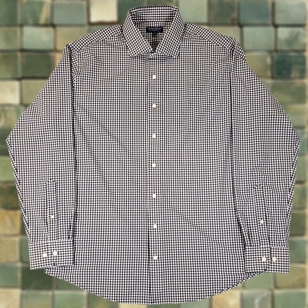 Peter Millar Peter Millar Crown Comfort Shepherd Check Button-Down Shirt Mens XL Black White Shirt Size US XL / EU 56 / 4 - 1 Thumbnail
