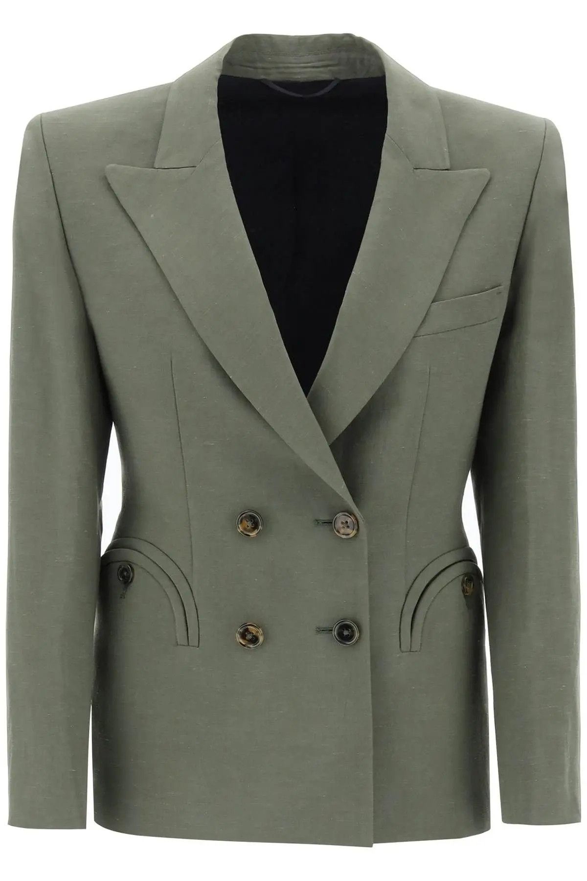 image of O1S22I1N0424 "double-Breasted Charmer Blazer In Green, Women's (Size Medium)