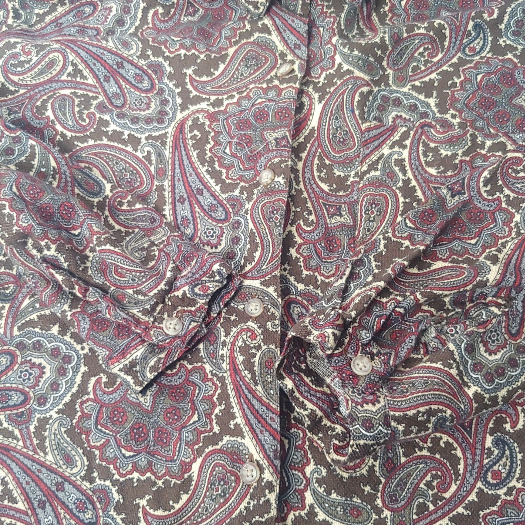 Vintage WOMEN'S WOOLRICH PAISLEY BLOUSE XL LONG SLEEVE COTTON MAROON BROWN CASUAL Size XL / US 12-14 / IT 48-50 - 4 Thumbnail