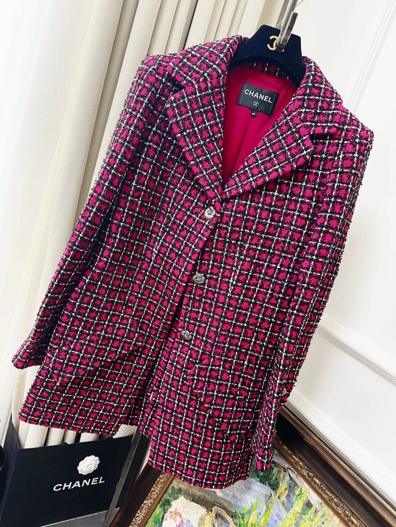 Chanel Chanel 23K autumn and winter purple plaid fake two-piece c Size S / US 4 / IT 40 - 1 Thumbnail