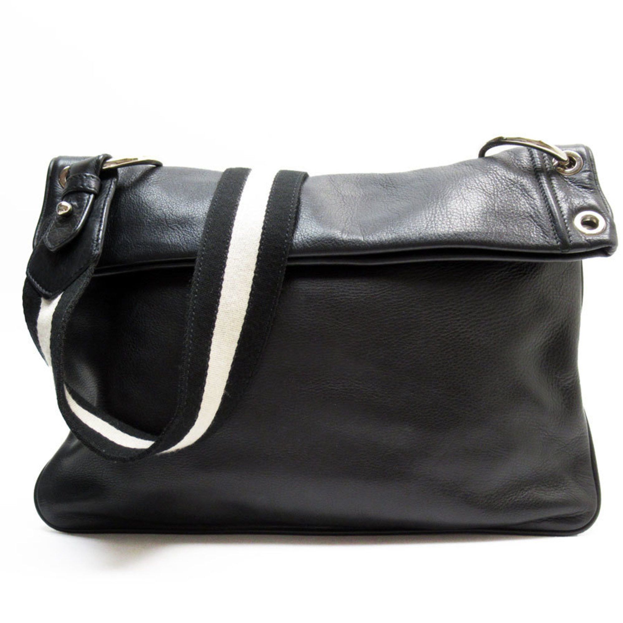 Bally BALLY shoulder bag leather canvas black light beige silver men's w0811f Size ONE SIZE - 1 Thumbnail