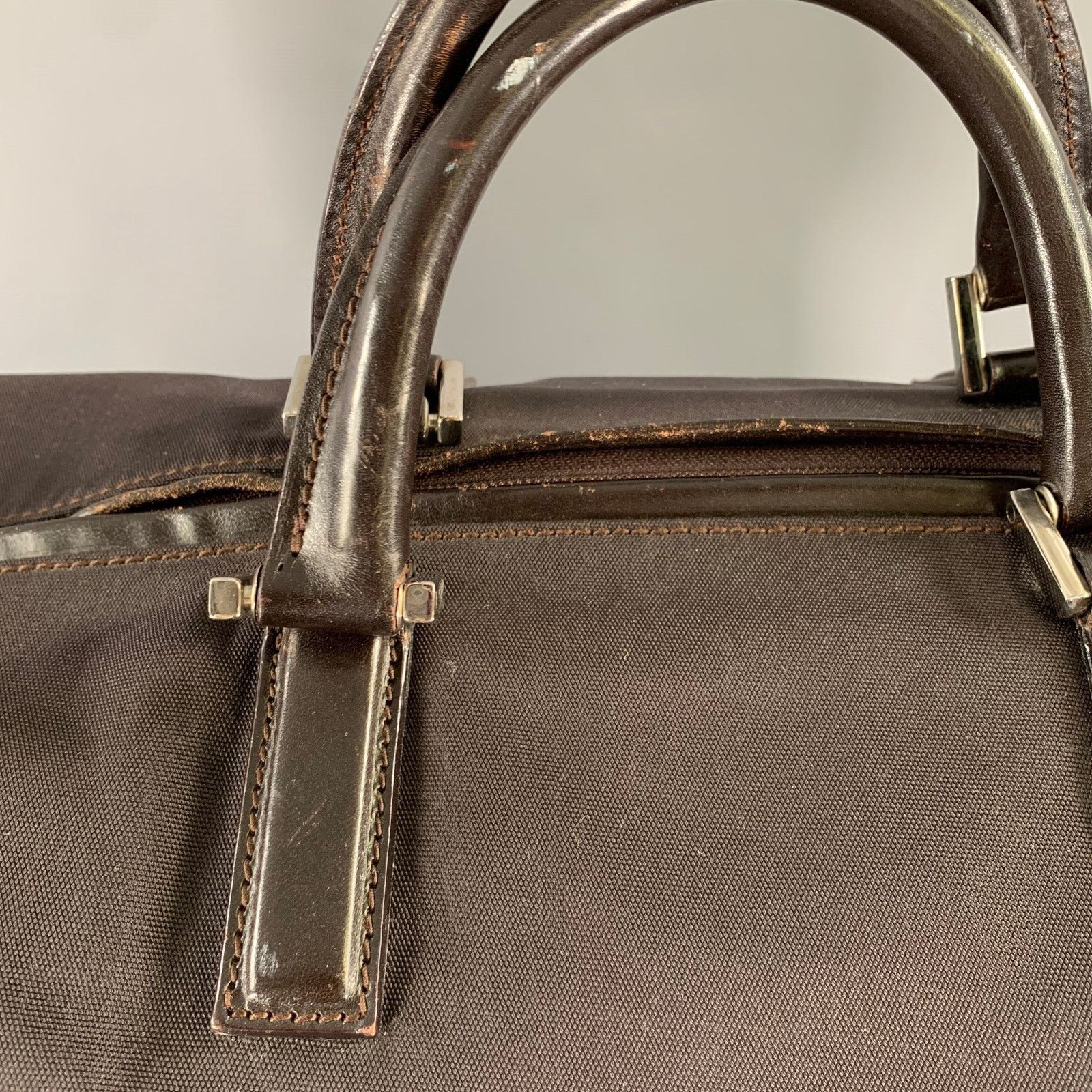 Gucci GUCCI Brown Leather Trim Nylon Weekender Bag Size ONE SIZE - 6 Thumbnail