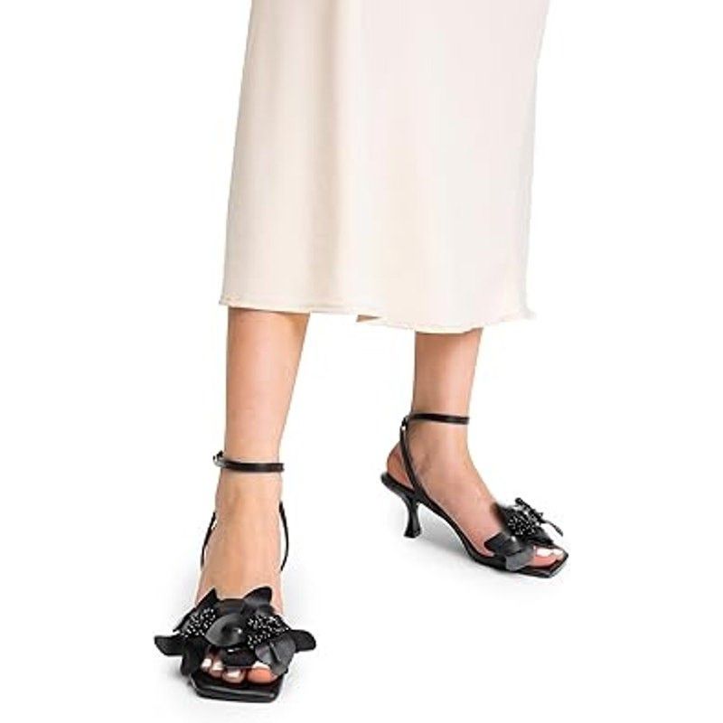 Other Dream Pairs Size 7 Black Open Toe Flower Ankle Strap Heels Size US 7 / IT 37 - 6 Thumbnail