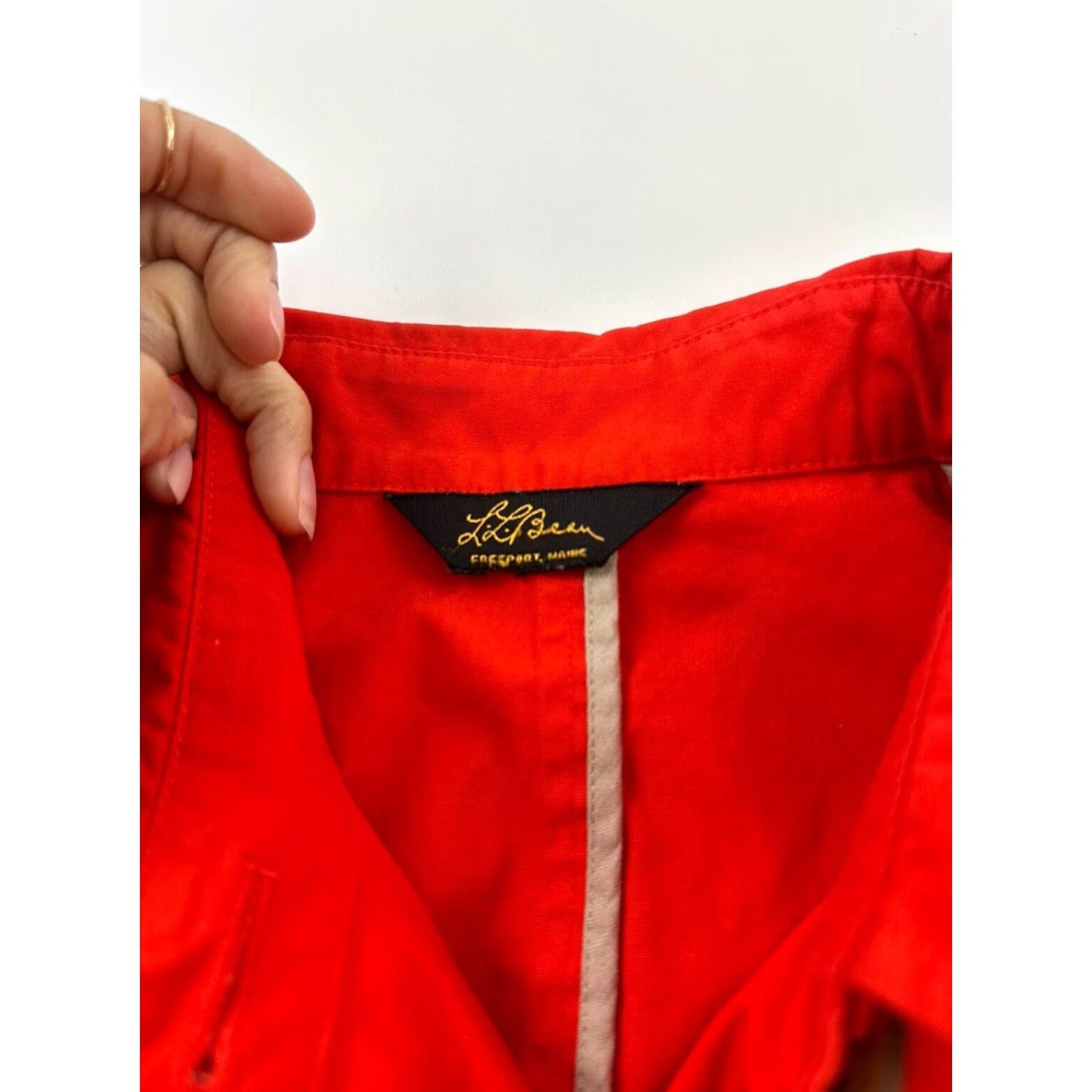 Vintage LL Bean Jacket Red Twill Lightweight Button Closure 100% Cotton Lining Business Classic City Preppy Womens Size L / US 10 / IT 46 - 6 Thumbnail