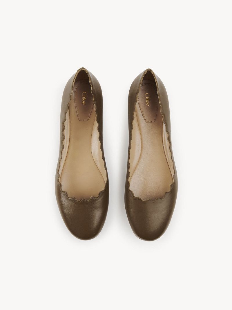 Chloe o1loc1c10226 Lauren Ballerinas in Olive Size US 10 / IT 40 - 3 Thumbnail