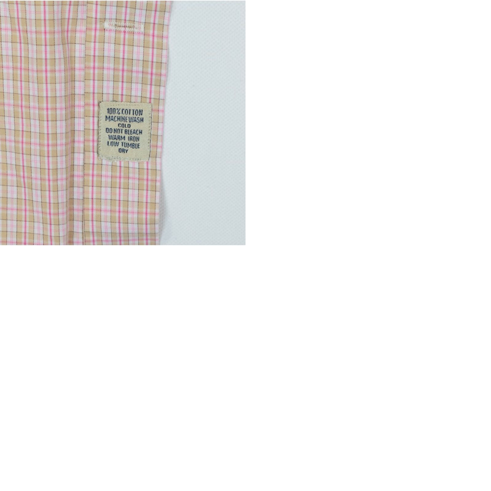 Peter Millar Peter Millar Shirt Men XL Pink Brown White Plaid Button-Down Cotton Long Sleeve Size US XL / EU 56 / 4 - 9 Thumbnail