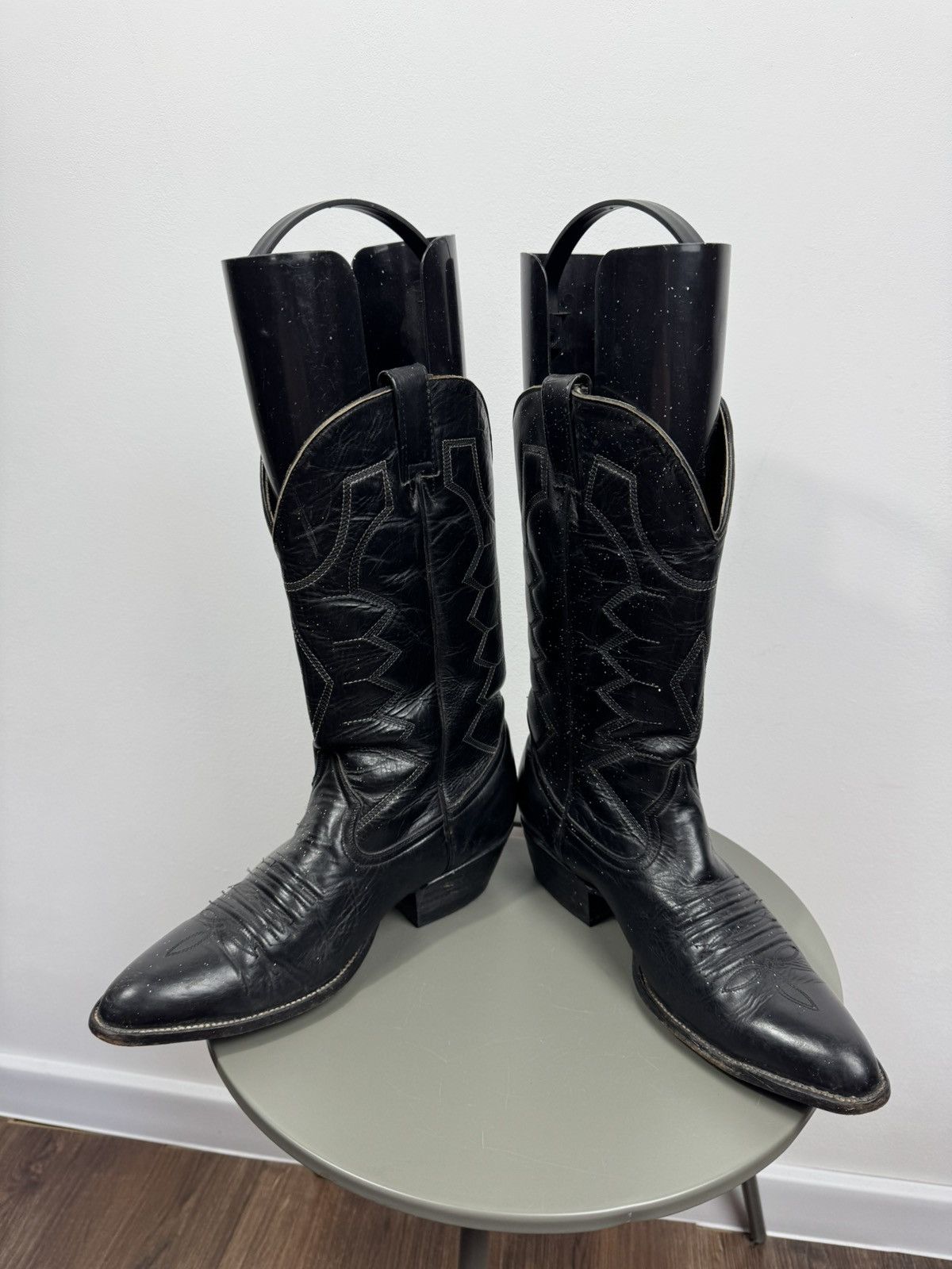 Other Vintage Black Leather Cowboy Western Boots Leather 43 EU Size US 9.5 / EU 42-43 - 7 Thumbnail