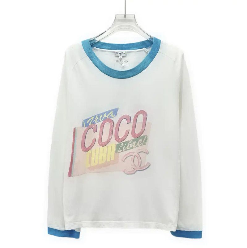 Chanel Chanel White Cotton Women's T-shirt with Graphic Print 0089 Size L / US 10 / IT 46 - 1 Thumbnail