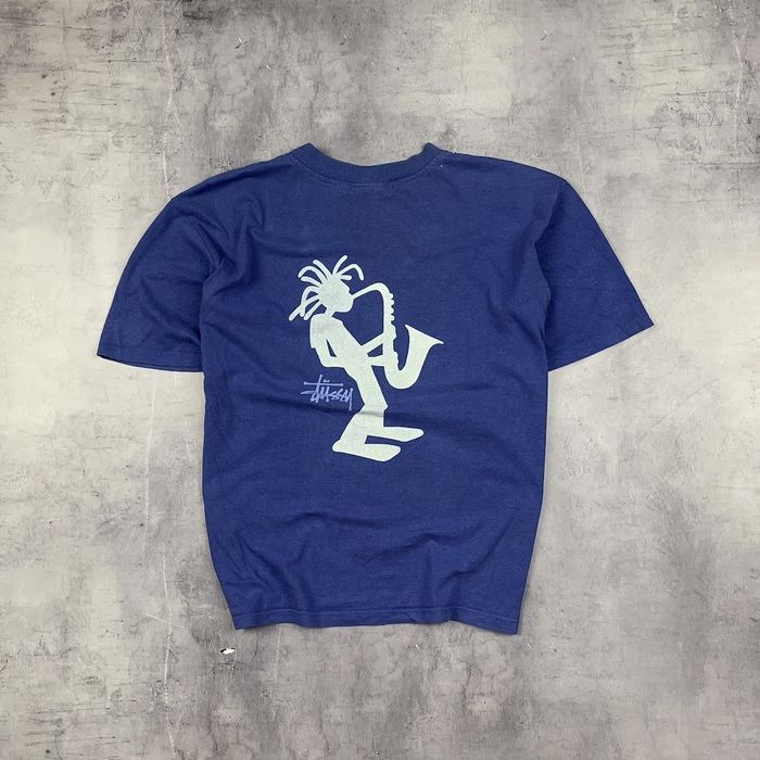 Vintage Rare Vintage Stussy Tee Stickman Big Logo Jazz Saxophone 90s ...