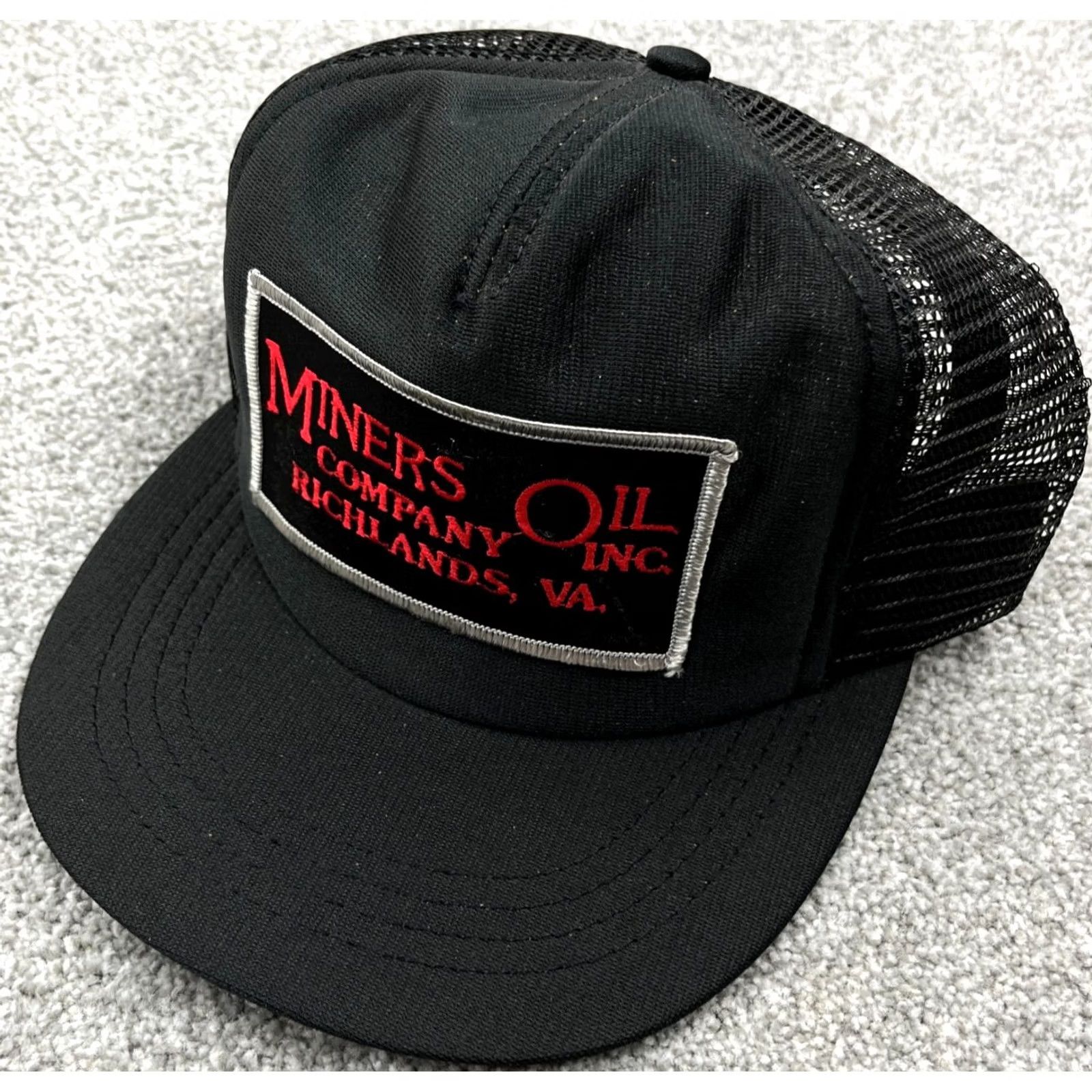Coal VINTAGE Miners Oil Trucker Hat Cap Black Red USA Made 80s Patch Coal Snap Back Mens Size ONE SIZE - 2 Thumbnail