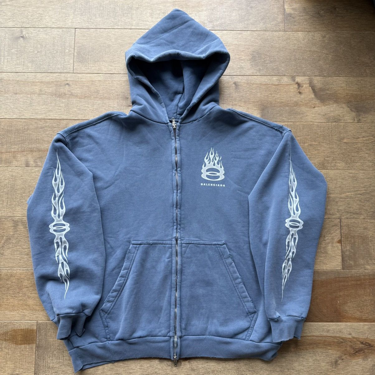 Balenciaga Burning Unity Flame Zip Up Hoodie