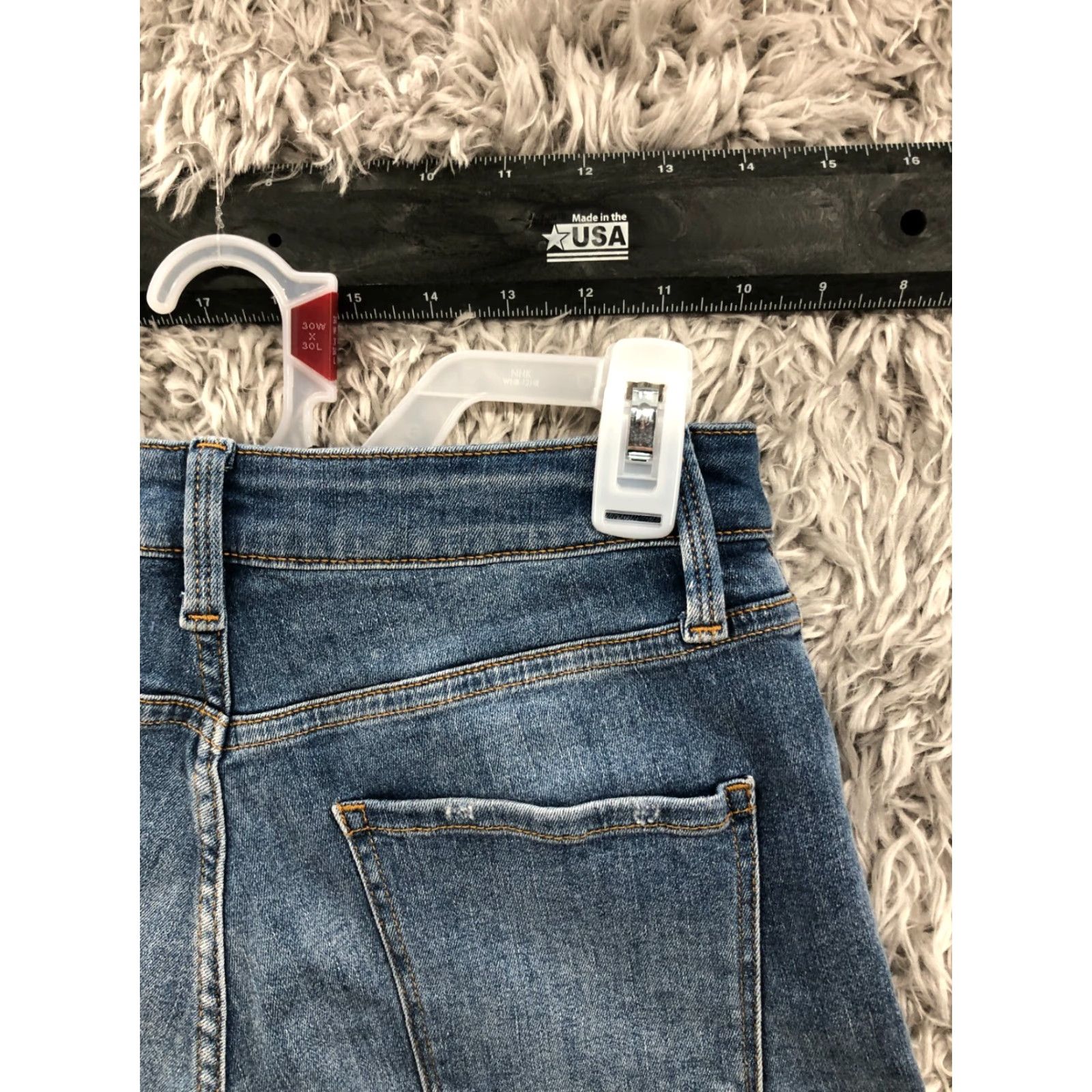 Vintage Arizona Shorts Denim Jeans Cuffed - Juniors Size 7 Dark Wash Blue - 5-Pocket Boyfriend Runway Style - Zip Closure, Mid Rise, Regular Fit - Women’s Size 28" / US 6 / IT 42 - 7 Thumbnail