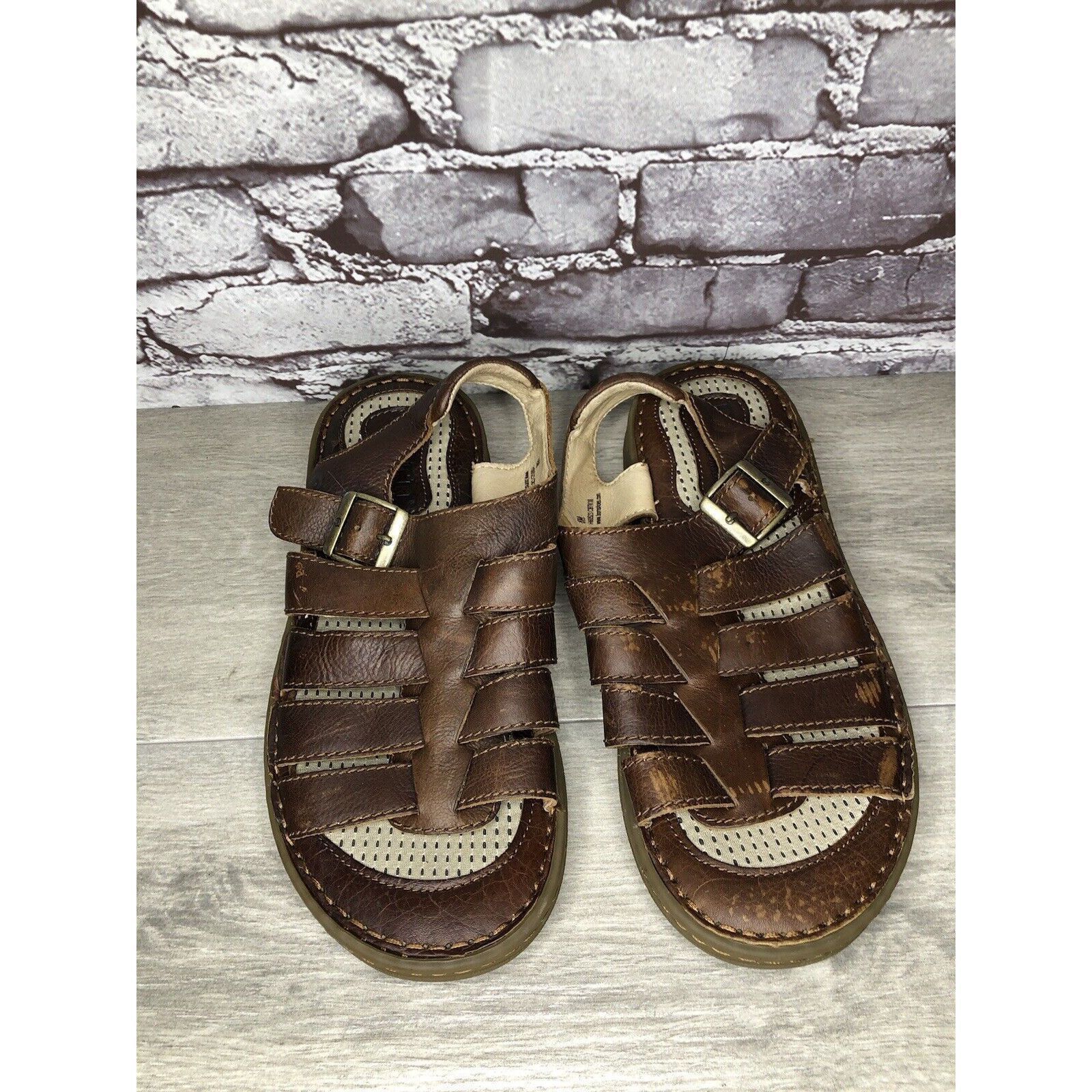 Born Born Brown Leather Fisherman Casual Adjustable Strap Sandals Size US 8 / EU 41 - 11 Thumbnail
