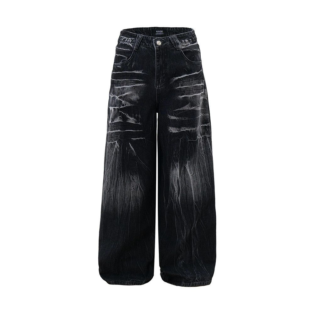 Vintage Men's oversize hip-hop lightning wash tie-dye jeans Size US 32 / EU 48 - 1 Thumbnail