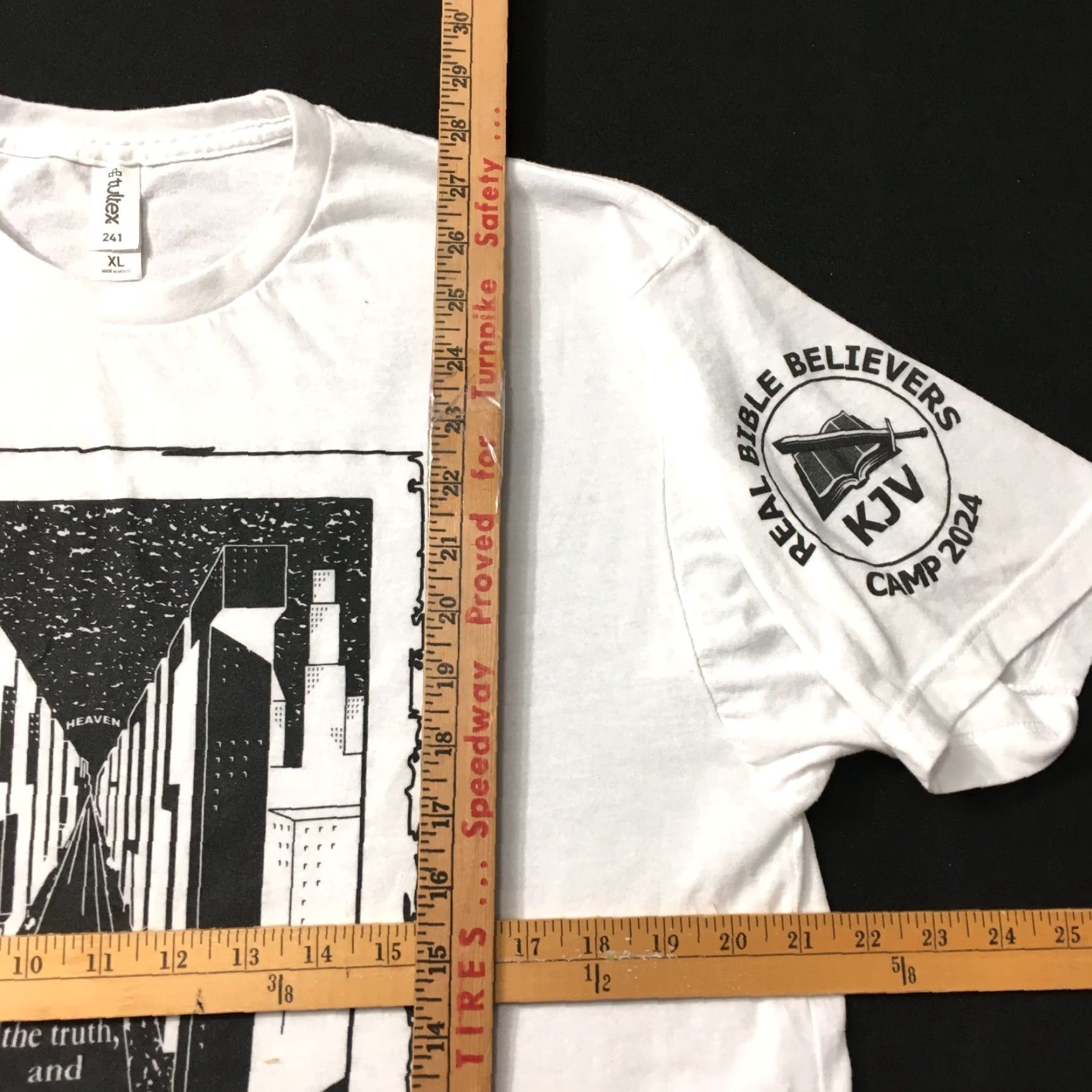 Tultex JESUS SAVES T-Shirt XL White Double Sided Heaven Graphic Tee Unisex Adults Mens Womens Size US XL / EU 56 / 4 - 5 Thumbnail