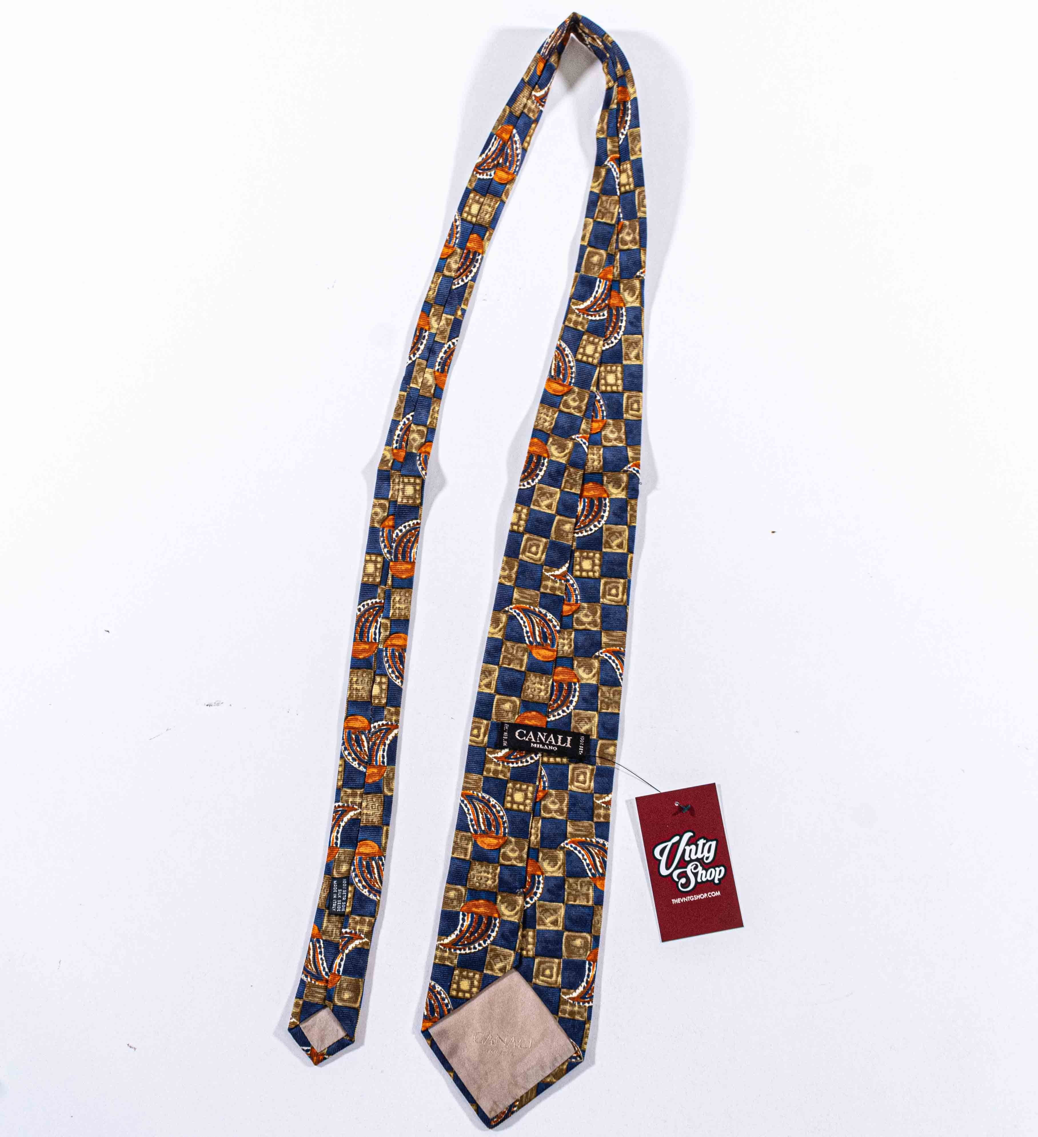 Canali VTG Canali Silk Paisley Squares Tie Made In Italy 90s Luxury Size ONE SIZE - 5 Thumbnail