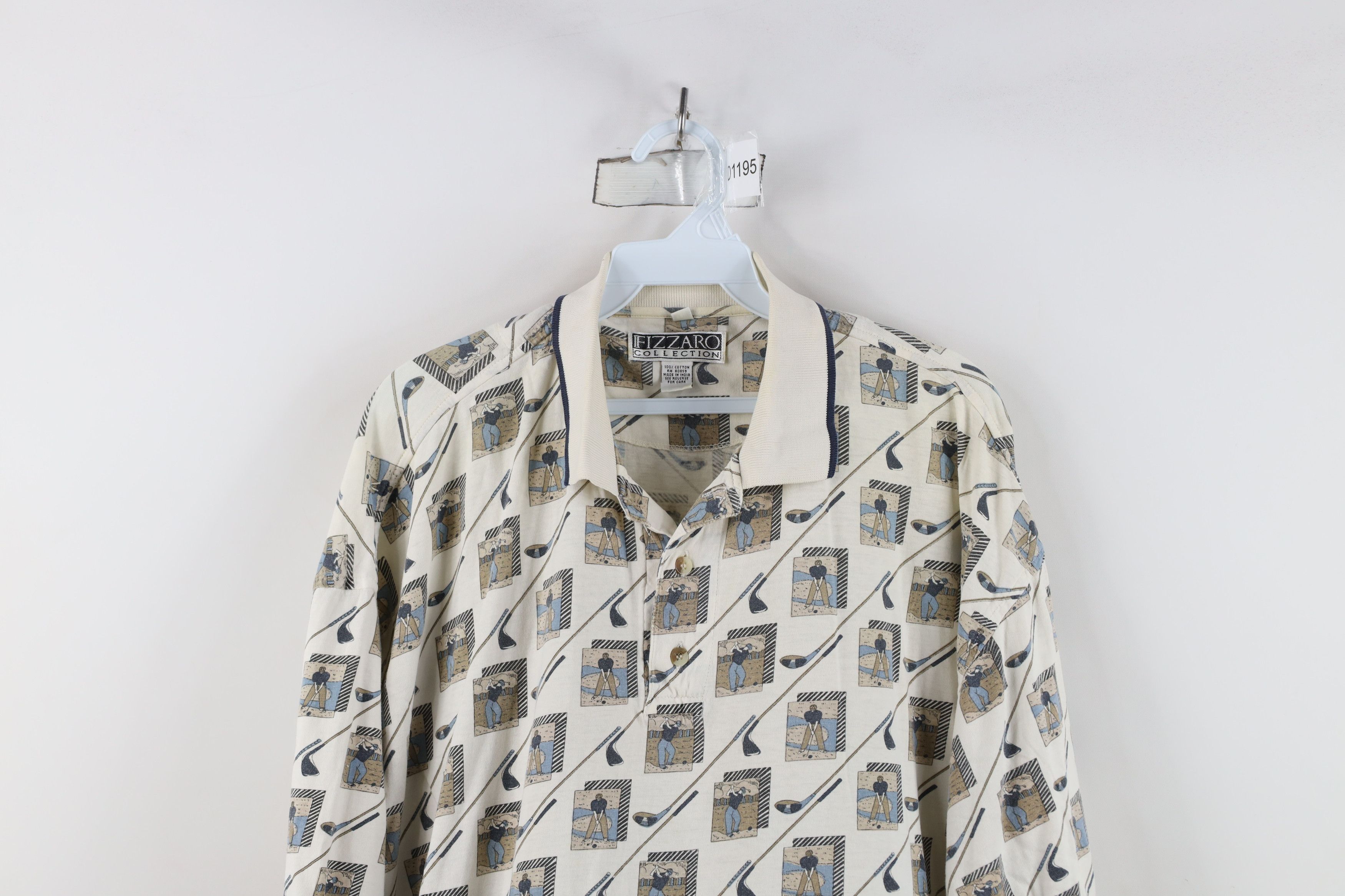 Vintage Vintage 90s Streetwear Print Collared Polo Shirt Cotton Size US XXL / EU 58 / 5 - 2 Thumbnail