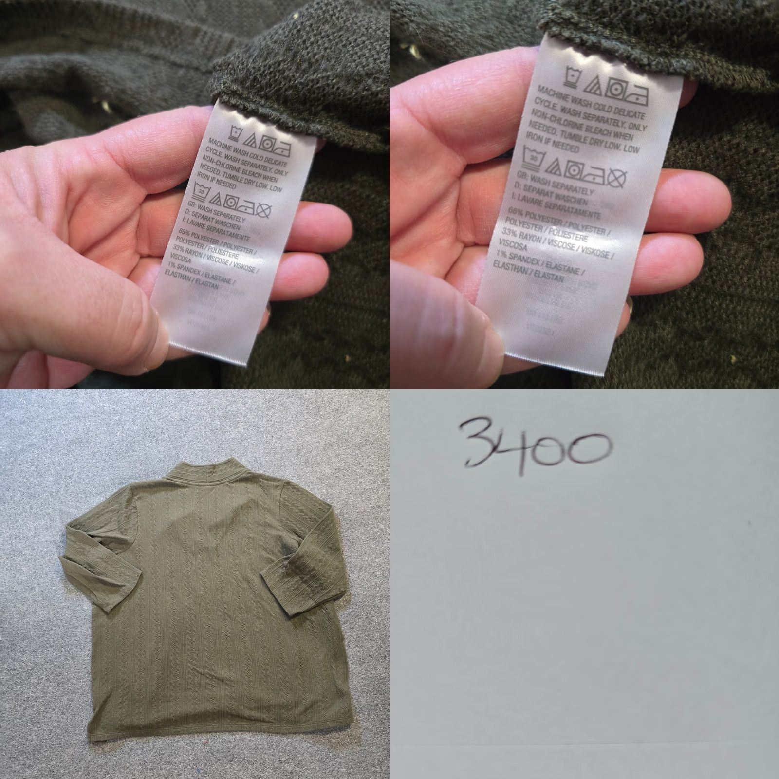 Vintage Belle Kim Gravel Top Womens Size 3X Green Texture Knit V Neck Long Sleeve Casual Shirt Size XXL / US 16-18 / IT 52-54 - 8 Thumbnail