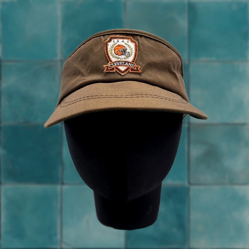 NFL NFL Cleveland Browns Visor Hat Mens One Size 70s 80s Cloverdale Logo Strapback Cap Brown White Orange Green Vintage Size ONE SIZE - 1 Thumbnail