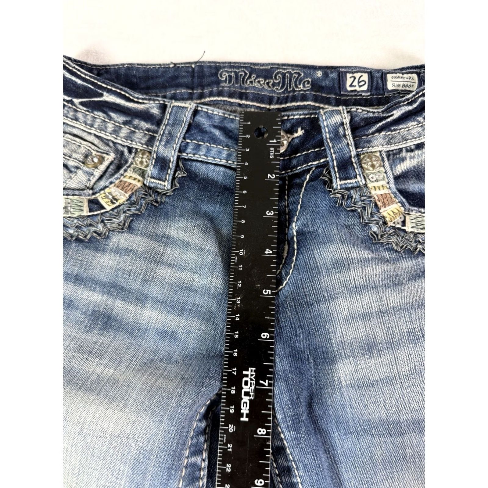 Miss Me Miss Me Jeans Slim Boot Western Cowgirl Denim 26 Blue 5-Pocket Design Womens Jeans Size 26" / US 2 / IT 38 - 6 Thumbnail