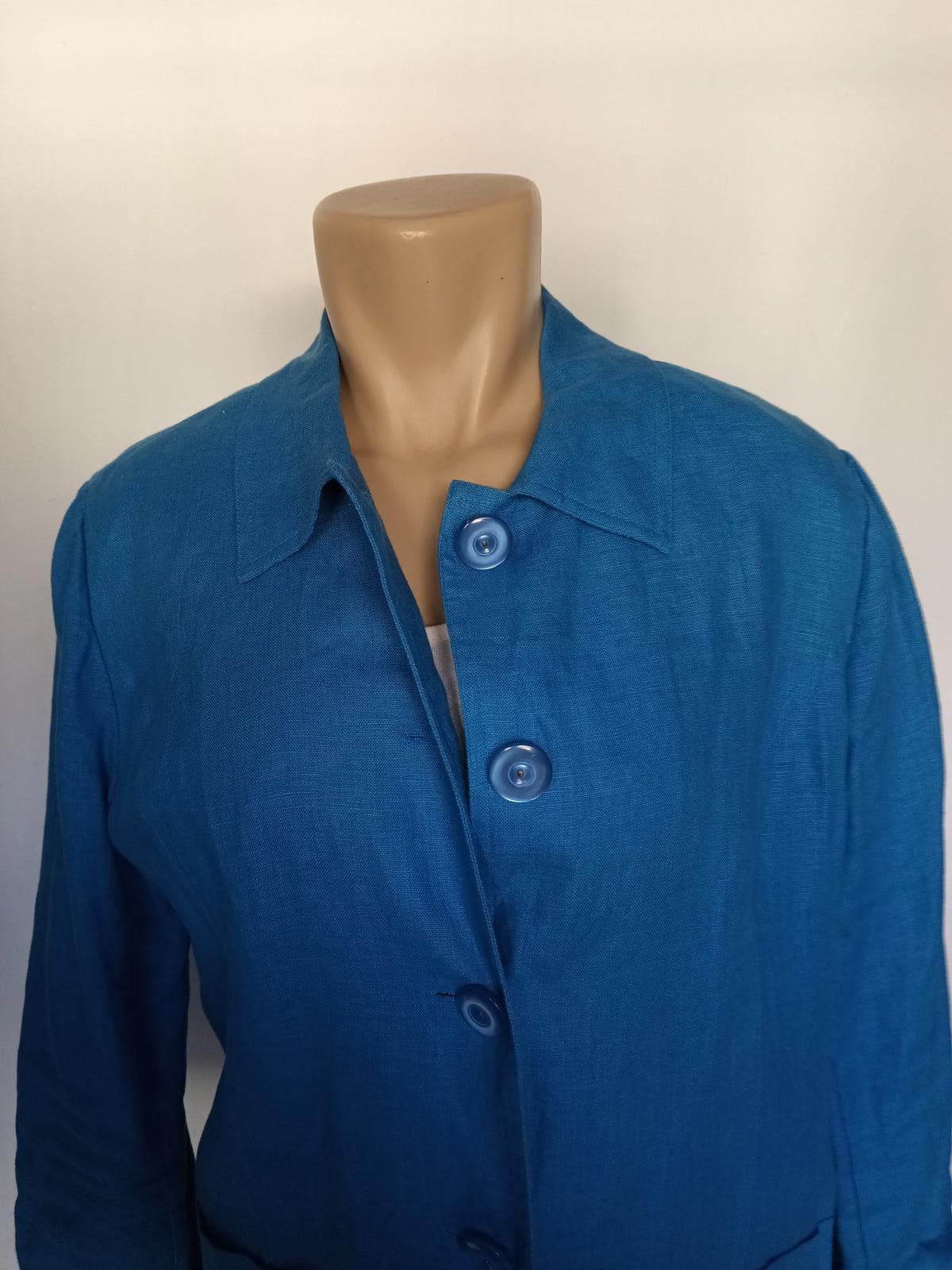 Designer JM Collection Petite Button-Up Jacket in Bright Blue Size L / US 10 / IT 46 - 1 Thumbnail