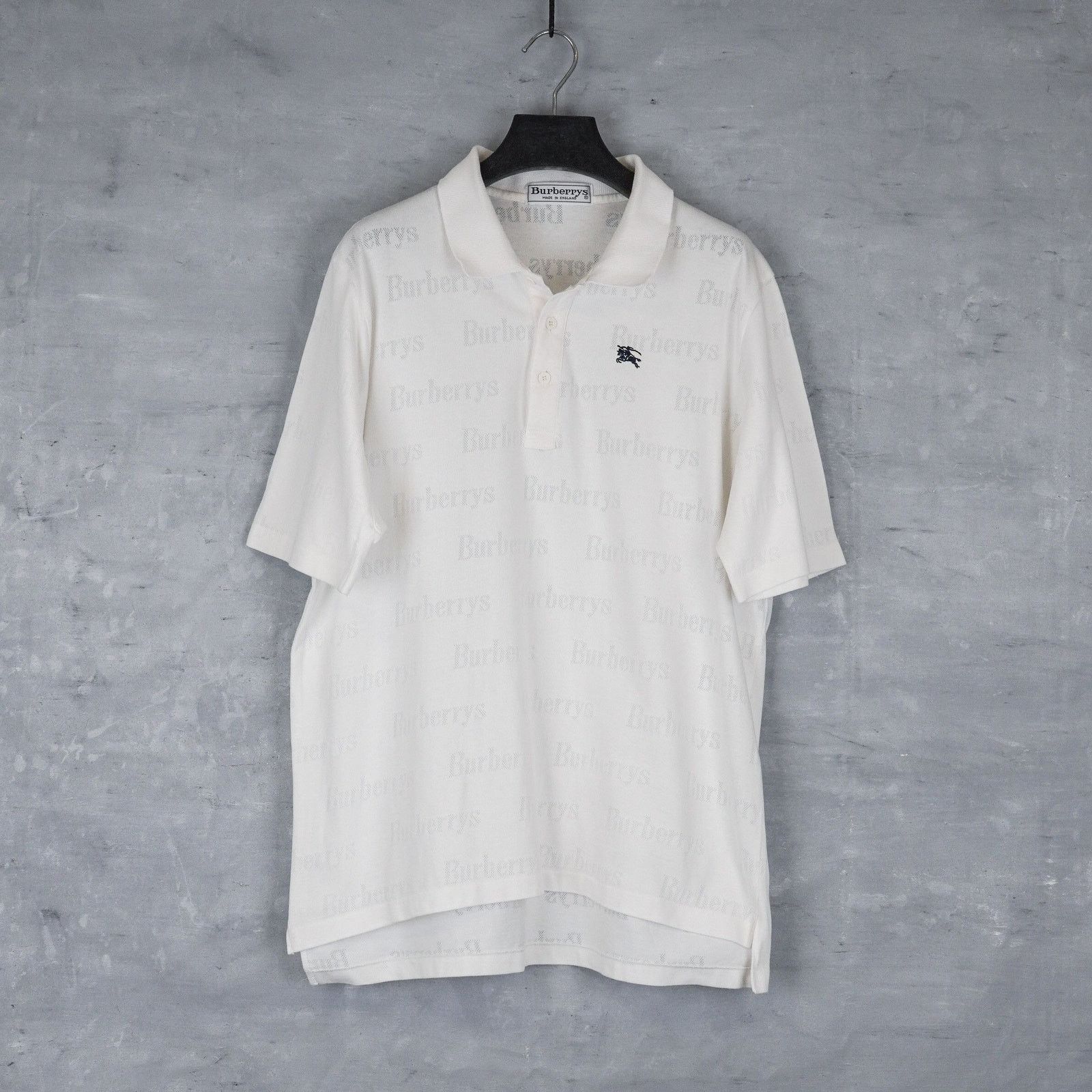 Burberry Burberrys england white monogram equestrian logo polo shirt Size US L / EU 52-54 / 3 - 1 Thumbnail