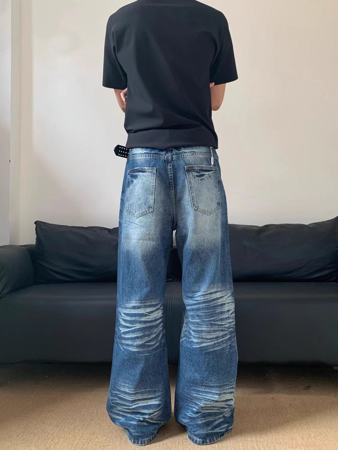 Vintage American Streetwear Whiskered Straight-Leg Flared Jeans Size US 32 / EU 48 - 5 Thumbnail