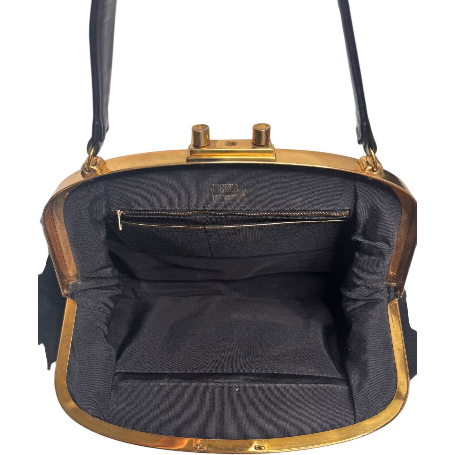 Vintage Ingber Fabric Frame Handbag 50s Structured Top Handle Purse Size ONE SIZE - 5 Thumbnail