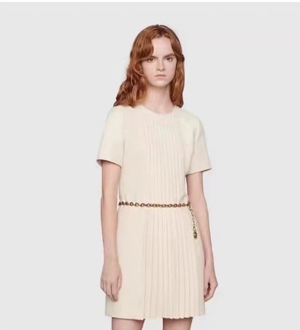 Gucci Gucci Off-white Pleated Silk Short Sleeve Dress K26WX Size XS / US 0-2 / IT 36-38 - 7 Thumbnail