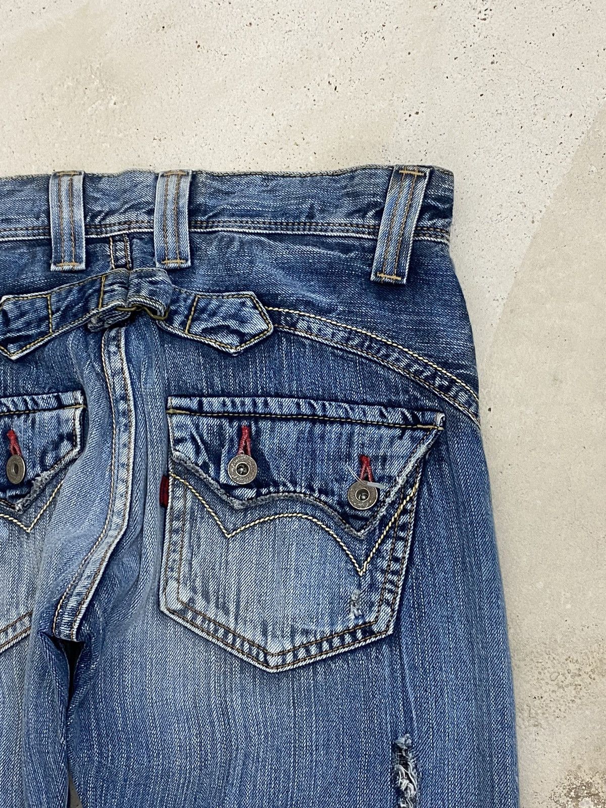If Six Was Nine × Japanese Brand × Tornado Mart Vintage Edwin Engineer Distressed Light Wash Buckle Button Size US 30 / EU 46 - 12 Thumbnail