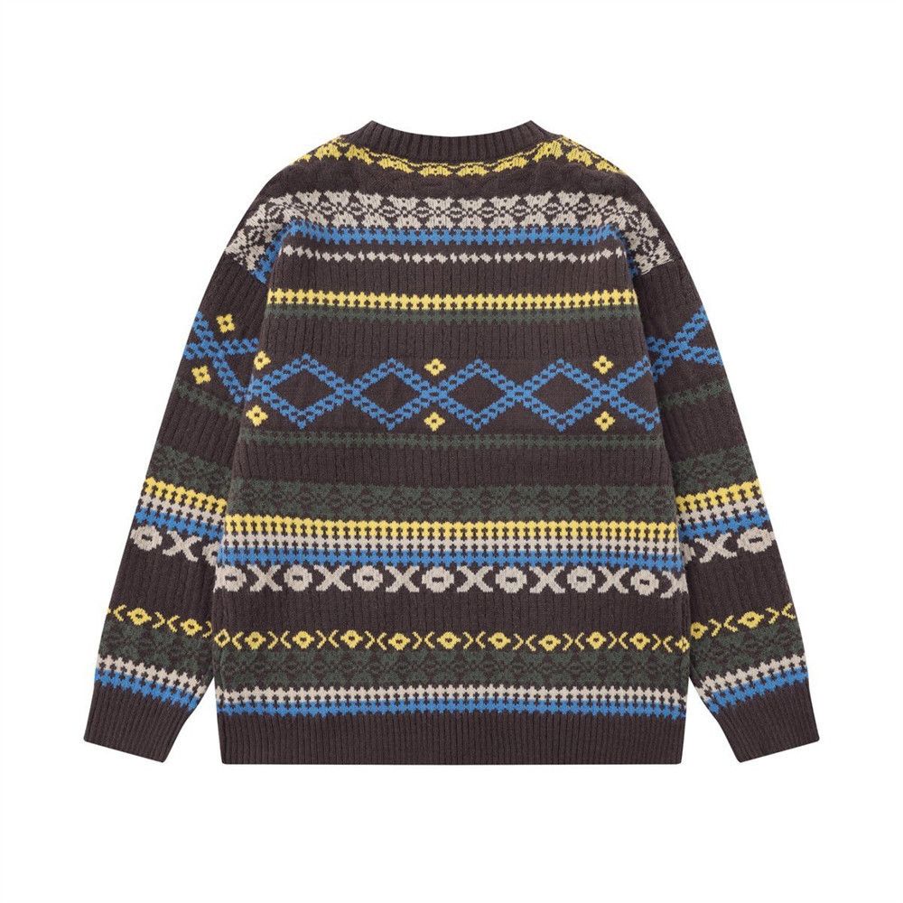 Vintage Men's retro striped round neck knitted cardigan y2k Size US M / EU 48-50 / 2 - 2 Thumbnail