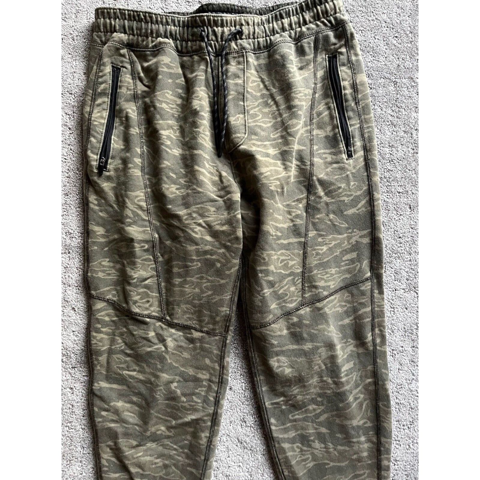 Abercrombie & Fitch VINTAGE Abercrombie & Fitch Mens Small Stretch Chino Jogger Pants Green Camo Drawstring Size US 29 - 2 Thumbnail